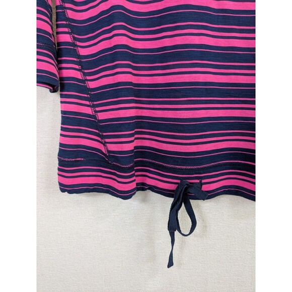 NWT Talbots Blouse Women's Petite Medium 3/4 sleeve Pink & Navy Striped Coastal - Picture 5 of 8